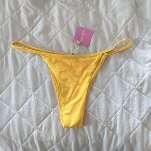 Awful Bitter Womens Size Large Classic Bikini Bottom Thong Yellow Summer Beach